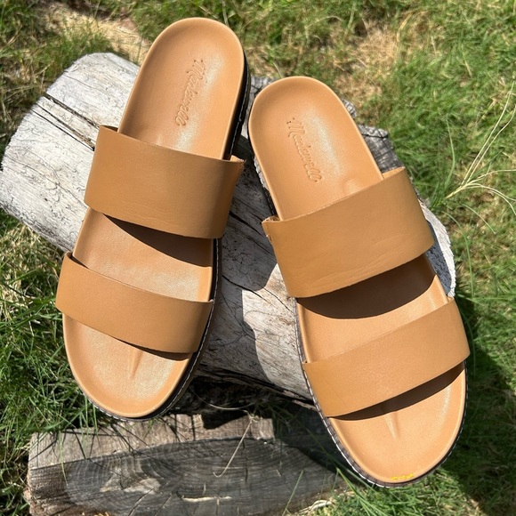 Madewell The Charley double strap slide leather sandal in Desert Camel Sz-10.5 I - Picture 7 of 14